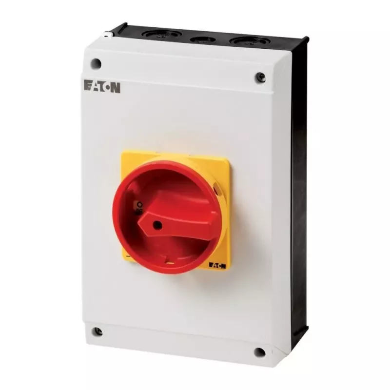 Eaton P3-63/I4/SVB/N 3-polīgs galvenais slēdzis ar avārijas izslēgšanas funkciju, 63 A, sarkans/dzeltens 207349