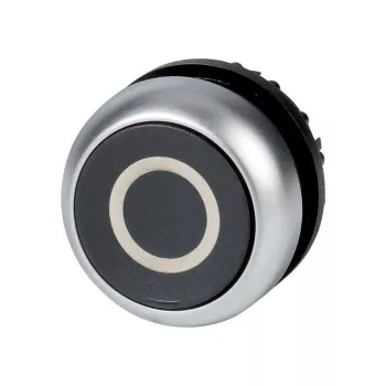 Eaton M22-D-S-X0 uzspiedējpogas aktuators, melns, iedobts, momentāns, metāla priekšējais gredzens, 22,5 mm 216609