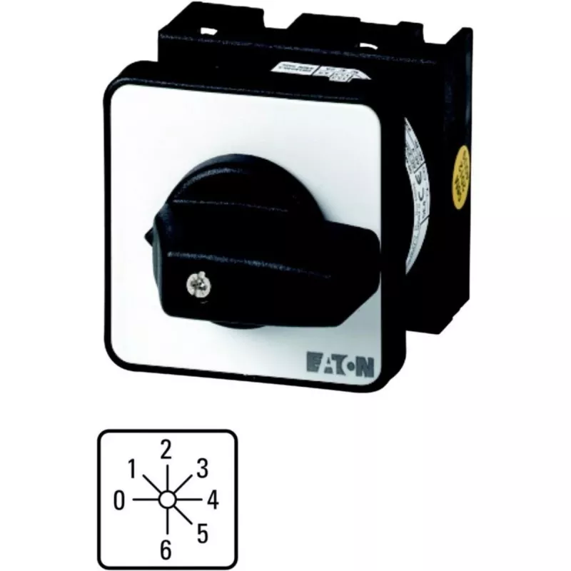 Eaton T0-3-8244/E vadības slēdzis, 7 pozīcijas, 6,5 kW, 3 polu, melns rokturis