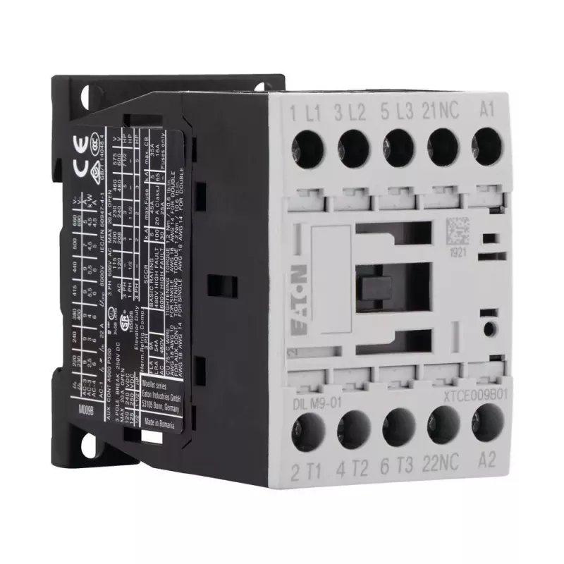 Eaton DILM9-01 24V AC 50Hz trīspolu kontaktors, 9A, 1NO, IP20 276712