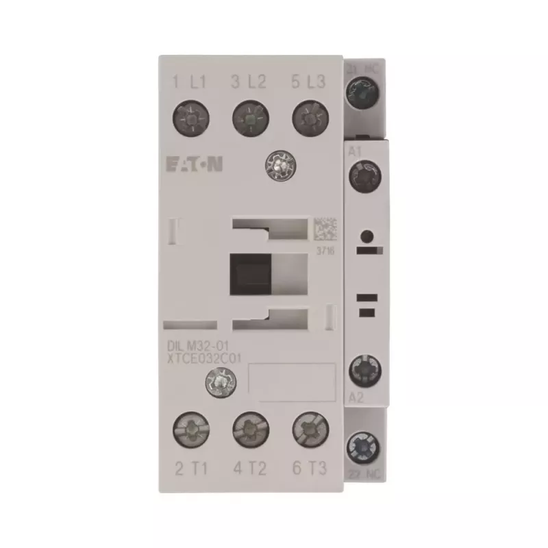 Eaton DILM32-01(RDC24) jaudas kontaktors, 3 polu, 32 A, 24-27 V DC spole, 1 NC palīgkontakts 277306