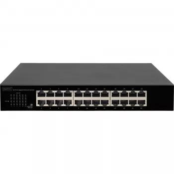 DIGITUS DN-80113-1 24 portu Gigabit komutators, 19 collu statīva montāža, 48 Gbps, nekonfigurējams