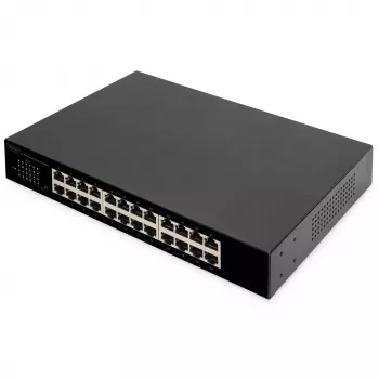 DIGITUS DN-80113-1 24 portu Gigabit komutators, 19 collu statīva montāža, 48 Gbps, nekonfigurējams