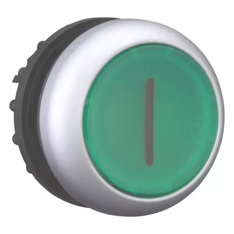 Eaton M22-DRL-G-X1 apgaismota pogas actuators, momentāns, zaļa LED, 24V AC/DC, kvadrātveida titāna apmale, 22,5mm