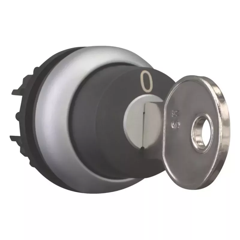 Eaton M22-WRS-MS2 atslēgas selektors, 2 pozīcijas, fiksējošs, titāna priekšējais gredzens, MS2 atslēga, 22,5 mm montāža 111778