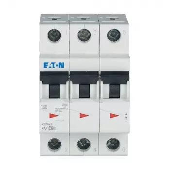 Eaton FAZ-C6/3 6 A trīspolu C-raksturlīknes automātiskais slēdzis (MCB), 6 kA 278867