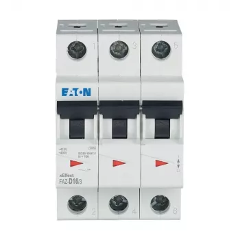 EATON FAZ-D16/3 automātiskais slēdzis 16A 3-poliem D-raksturlīkne 6kA 278896
