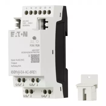 Eaton easyE4 AC paplašinājuma modulis, 4 digitālie ieejas, 4 releja izejas, 100-240 V AC, DIN sliedes EASY-E4-AC-8RE1