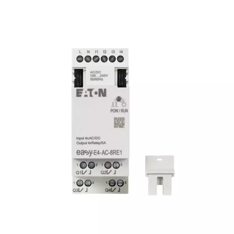 Eaton easyE4 AC paplašinājuma modulis, 4 digitālie ieejas, 4 releja izejas, 100-240 V AC, DIN sliedes EASY-E4-AC-8RE1