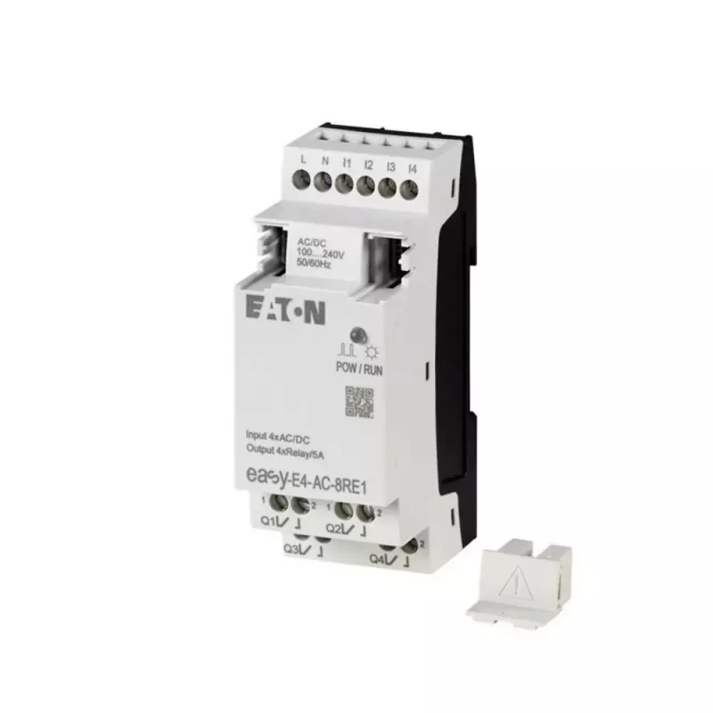 Eaton easyE4 AC paplašinājuma modulis, 4 digitālie ieejas, 4 releja izejas, 100-240 V AC, DIN sliedes EASY-E4-AC-8RE1