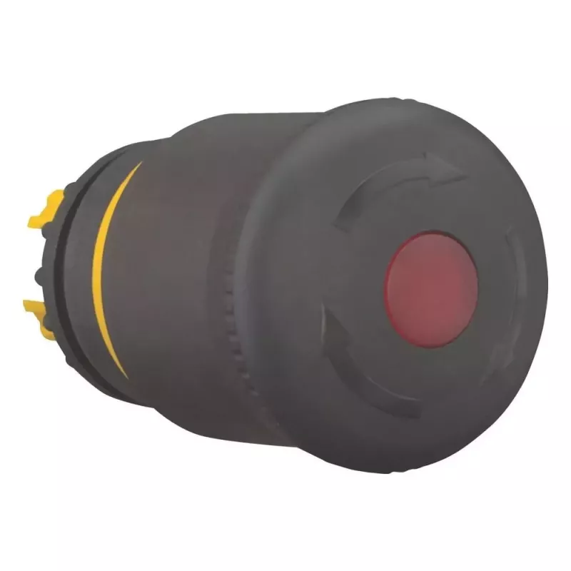 EATON M22S-PVLT apgaismojams avārijas apstādināšanas pogas aktuators, ar pagriezienu atbrīvojošs, melna sēņveida galva, 38 mm, IP66/IP67/IP69K 271540