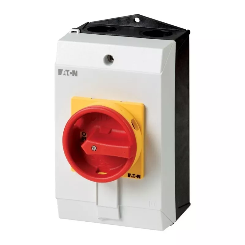 Eaton P1-25/I2-SI 3 polu galvenais slēdzis 25 A, sarkans rokturis, dzeltens priekšpanelis, IP65, virsmas montāža 207308