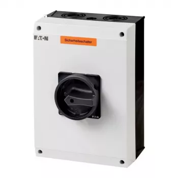 Eaton P3-100/I5/SVB-SW/HI11 3-polige hoofdschakelaar 100 A, opbouw, IP65, rood/gele draaiknop, vergrendelbaar, 1NO+1NC 207375