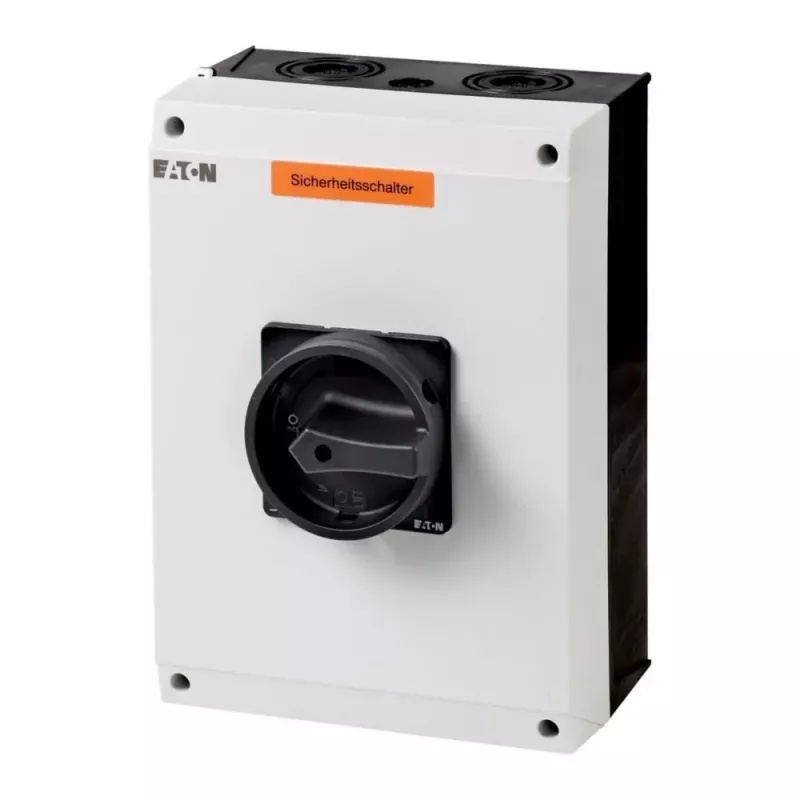 Eaton P3-100/I5/SVB-SW/HI11 3-polige hoofdschakelaar 100 A, opbouw, IP65, rood/gele draaiknop, vergrendelbaar, 1NO+1NC 207375