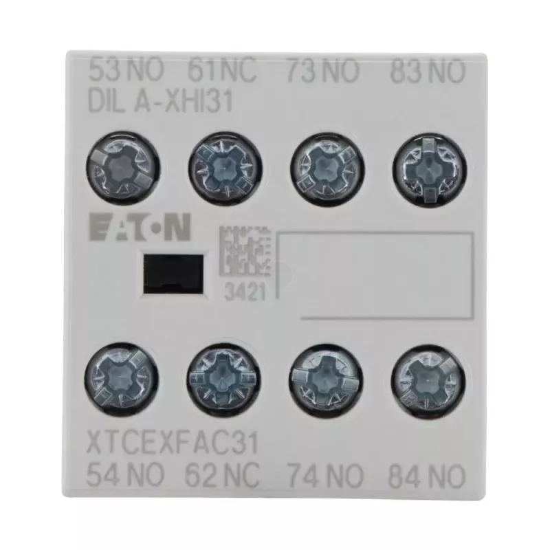 Eaton DILA-XHI31 palīgkontaktu bloks, 3 NO + 1 NC, skrūvju spailes, priekšējā montāža, melns/balts 276427