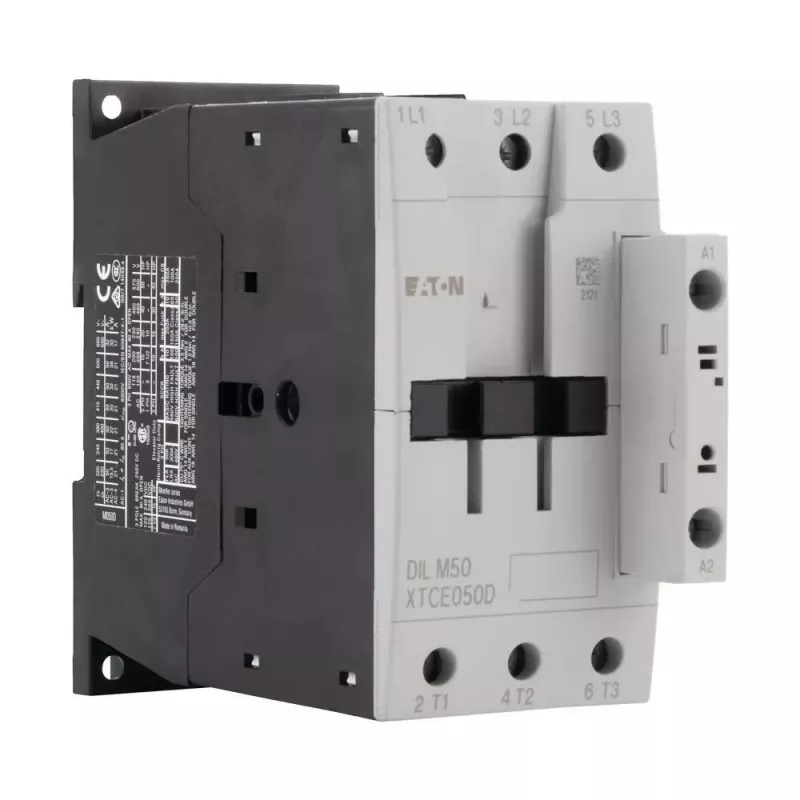 Eaton DILM50(RDC24) trīspolu kontaktorс, 24 V līdzstrāvas spole, 50 A AC-3, 22 kW, 1NO+1NC 277844