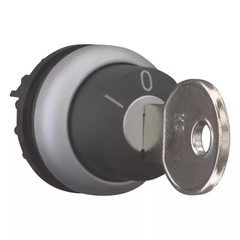 Eaton M22-WRS3 atslēgas selektora slēdža izpildmehānisms, 3 pozīcijas, fiksējošs, plastmasas melns priekšējais gredzens, 22,5 mm 216900