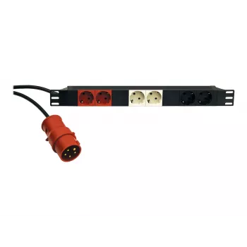 KÖNIG & MEYER 19-Power Box 1U 8 ligzdu Schuko PDU, 16 A, melna 28664-000-55
