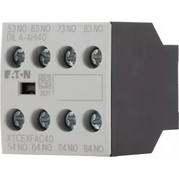 Eaton DILA-XHI40 palīgkontaktu bloks, 4 NO, priekšējā montāža, skrūvju spailes, melns/balts 276428