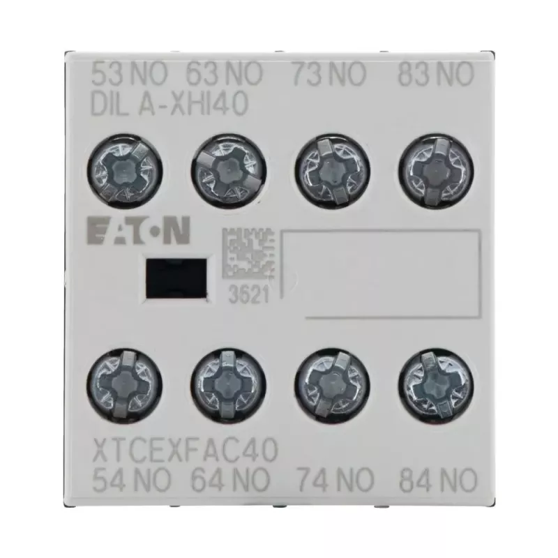 Eaton DILA-XHI40 palīgkontaktu bloks, 4 NO, priekšējā montāža, skrūvju spailes, melns/balts 276428