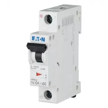 Eaton FAZ-C4/1-DC miniatūras automātiskais slēdzis (MCB), 1 pols, C tips, 4 A, 220 V DC, 6 kA, DIN sliedei 279124