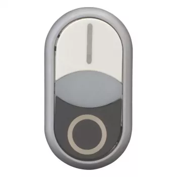 Eaton M22-DDLF-WS-X1 dubultais pogas slēdzis, plakans, apgaismots, balts/melns, 1NO+1NC, skrūvju savienojums 284816