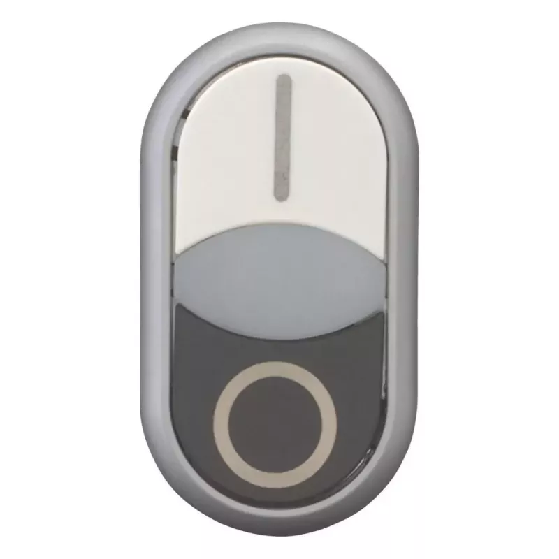 Eaton M22-DDLF-WS-X1 dubultais pogas slēdzis, plakans, apgaismots, balts/melns, 1NO+1NC, skrūvju savienojums 284816