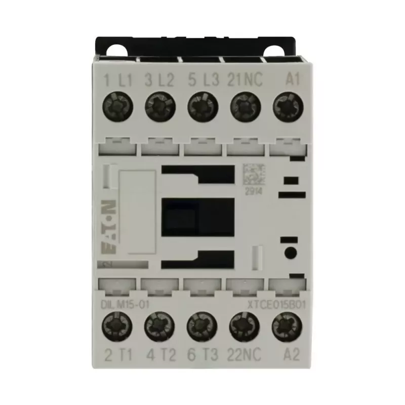 Eaton DILM15-01 24VDC 3 polu kontaktors, 1 NC palīgkontakts, 15 A AC-3, DIN sliedei/skrūvēm 290108