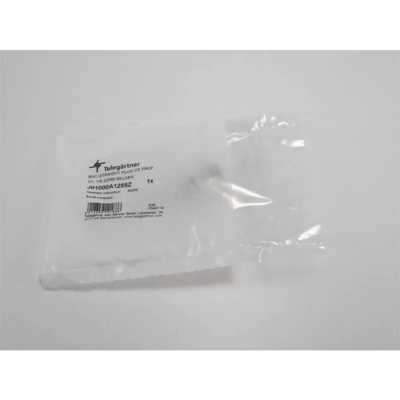 Telegärtner BNC presējamais kontaktdakša 50 Ohm RG-58 C/U kabelim, taisna, zelta/niķeļa pārklājums, 1 gab. J01000A1255Z