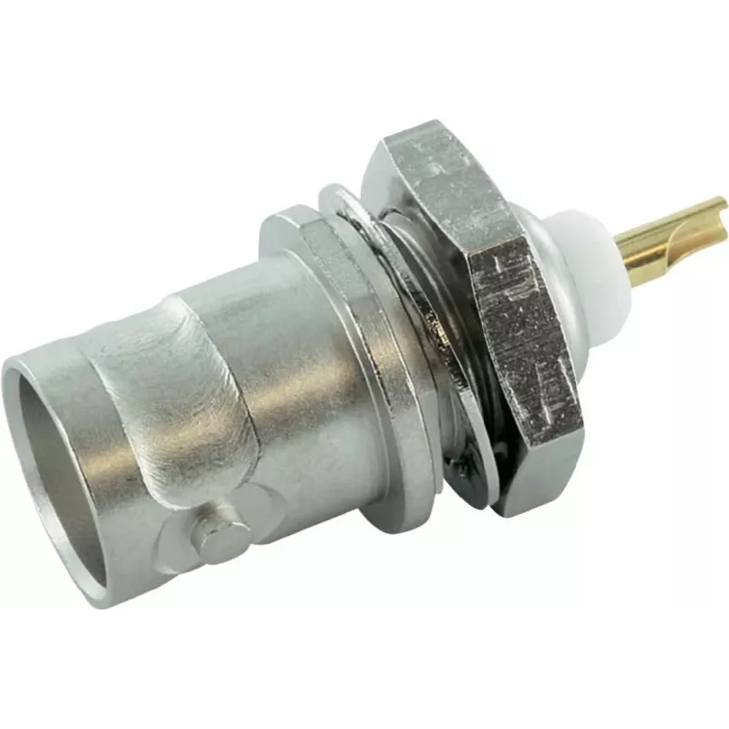 Telegärtner J01001A1219 BNC ligzdas panel montāžas savienotājs, 75 Ohm, lodēšanas terminācija, melns