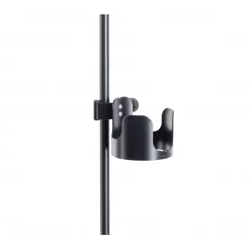 K&M 16018-000-55 dzērienu turētājs statīviem, pieskrūvējams skava, piemērots caurulēm līdz 30 mm, tur krūzes līdz 85 mm, melns
