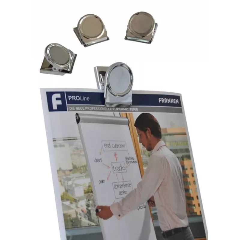 FRANKEN HMC35 magnētiskais klips, 40 x 35 mm, 500 g turēšanas spēks, sudraba