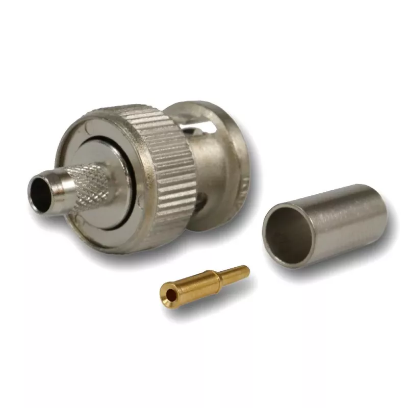 Telegärtner BNC krimp savienotājs 50 Ohm RG-58 C/U kabelim, niķelis/zelts, 4 GHz J01000L1255Z