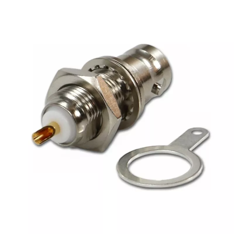 Telegärtner BNC panelis ligzda, izolēta 50 Ohm, baltas izolācijas paplāksnes, Z03 (J01001B1222)