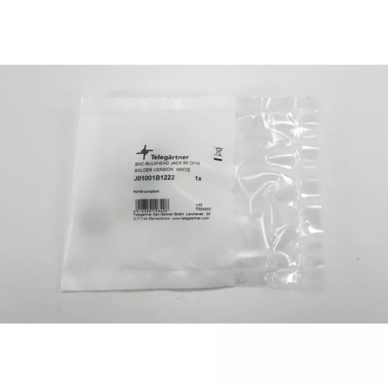 Telegärtner BNC panelis ligzda, izolēta 50 Ohm, baltas izolācijas paplāksnes, Z03 (J01001B1222)