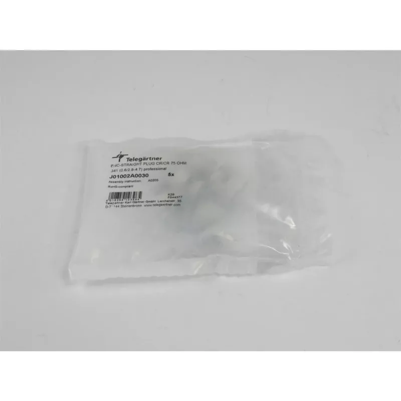 Telegärtner BNC vīriešu kriminālais savienotājs 75 Ohm RG59/RG62/RG179/RG187/RG316 J01002A0030