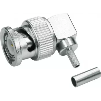 Telegärtner BNC leņķa krimp savienotājs 75 Ohm RG-59 B/U kabelim, lodējams/krimpējams, tēviņš, 1 gab. J01002A1356