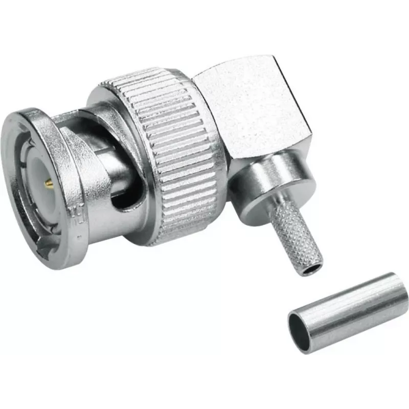 Telegärtner BNC leņķa krimp savienotājs 75 Ohm RG-59 B/U kabelim, lodējams/krimpējams, tēviņš, 1 gab. J01002A1356