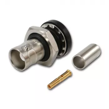 Telegärtner BNC kabeļa ligzda Crimp G01 50 Ohm, Crimp/Crimp, izolēta flange, A1305, Z04, G01 (RG-58 C/U) - 5 gab.