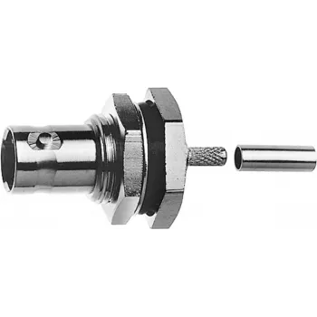 Telegärtner BNC panelē montējams ligzda Crimp/Crimp 50 Ohm RG-316/U, niķelis/zelts