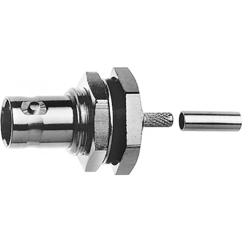 Telegärtner BNC panelē montējams ligzda Crimp/Crimp 50 Ohm RG-316/U, niķelis/zelts