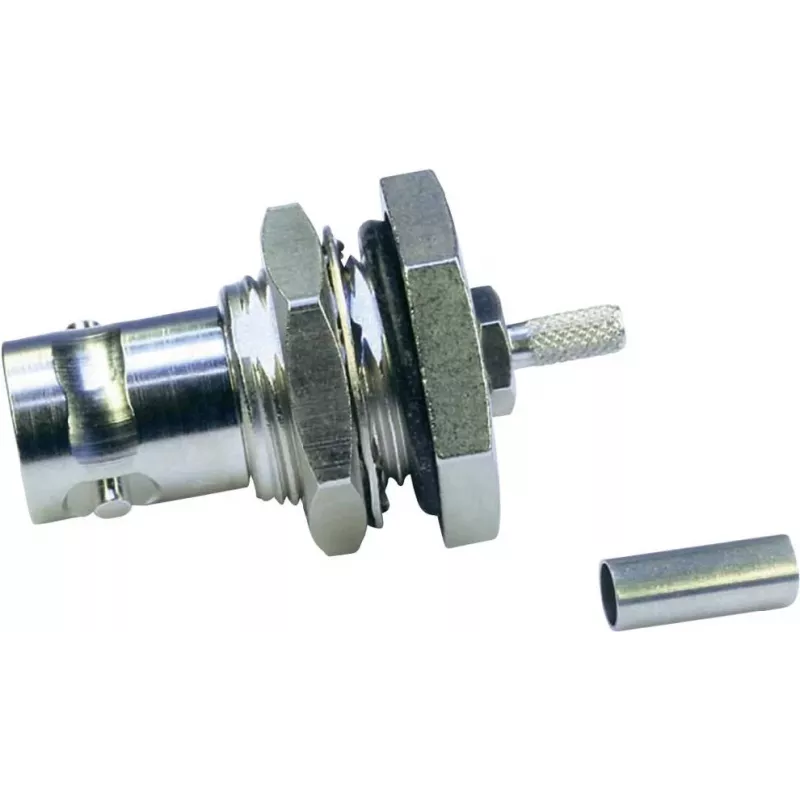 Telegärtner BNC panelē montējams ligzda Crimp/Crimp 50 Ohm RG-316/U, niķelis/zelts