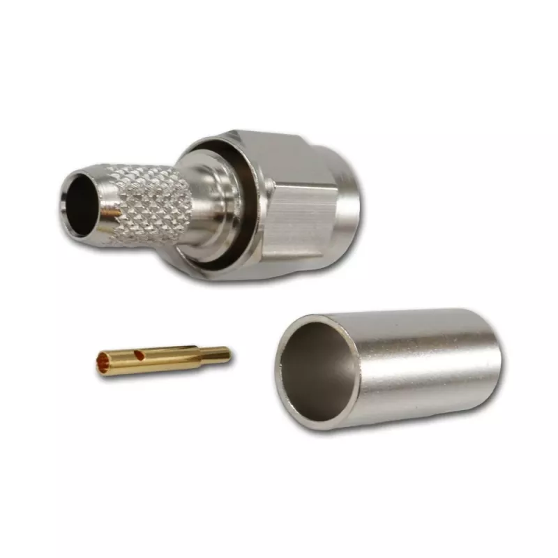 Telegärtner SMA savienotājs kontaktdakša taisna 50 Ohm crimp/solder priekš RG-58 RG-142 RG-223 LMR-240 J01150A0049