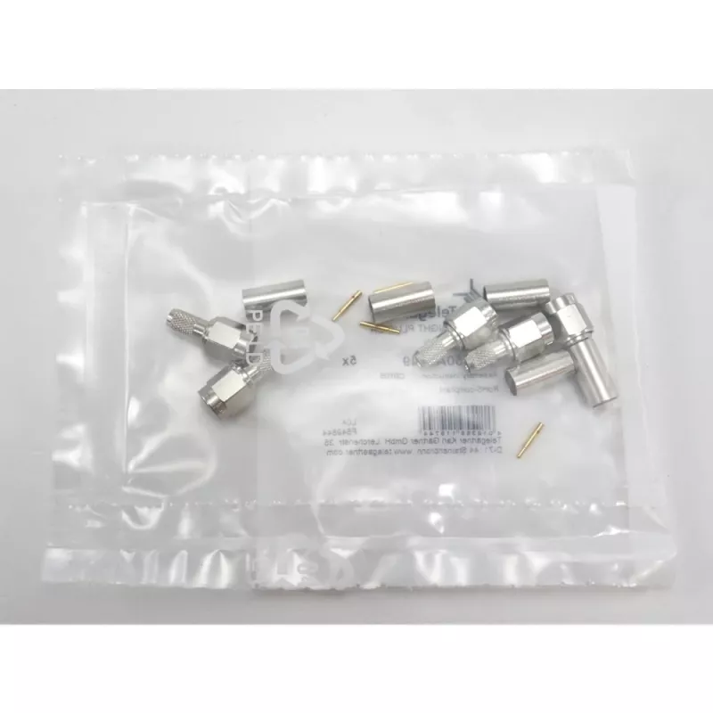 Telegärtner SMA savienotājs kontaktdakša taisna 50 Ohm crimp/solder priekš RG-58 RG-142 RG-223 LMR-240 J01150A0049