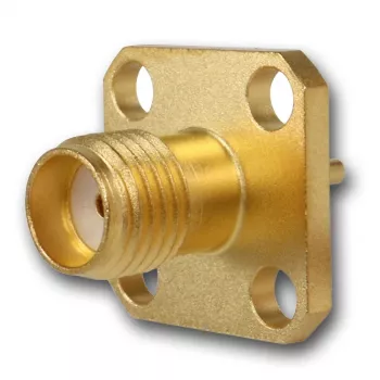 Telegärtner SMA panel mount ligzdas savienotājs, ar flanšu, zelta pārklājums, 50 Ohm, 5 gab. J01151A0621