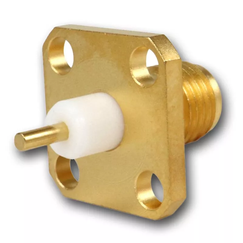 Telegärtner SMA panel mount ligzdas savienotājs, ar flanšu, zelta pārklājums, 50 Ohm, 5 gab. J01151A0621