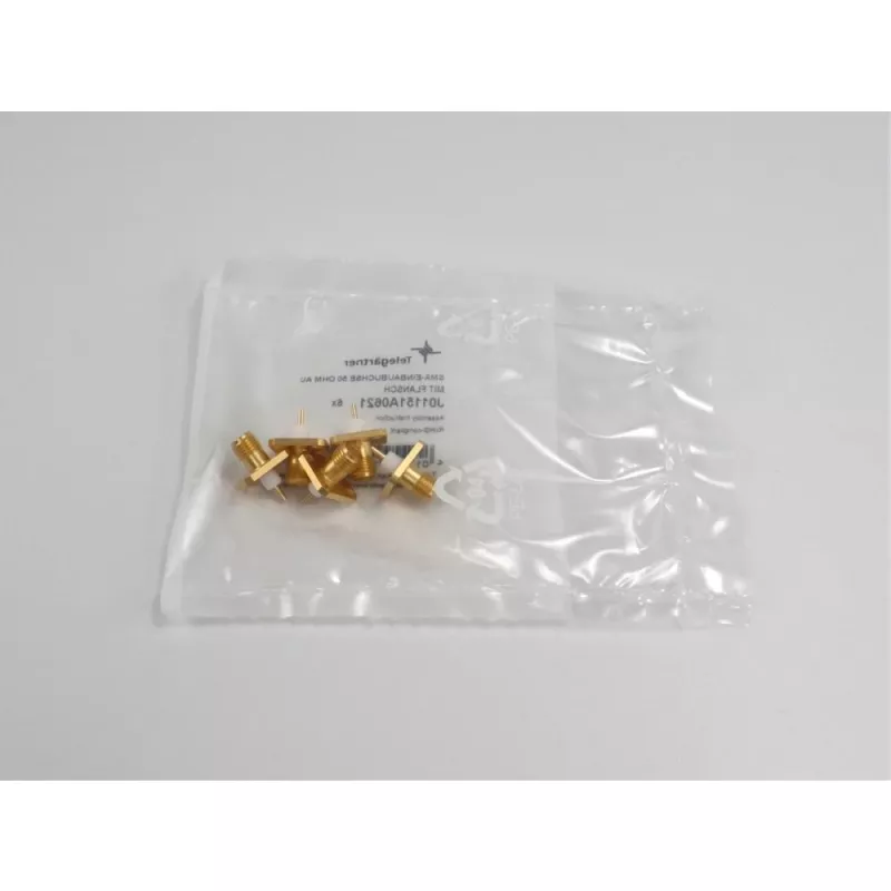 Telegärtner SMA panel mount ligzdas savienotājs, ar flanšu, zelta pārklājums, 50 Ohm, 5 gab. J01151A0621