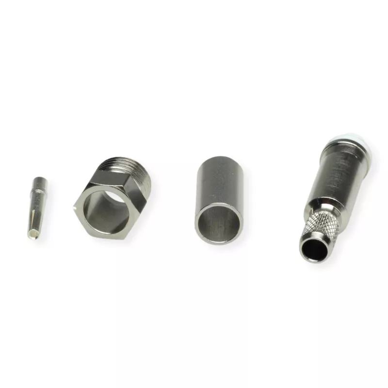 TELEGÄRTNER TEGA J01701A0007Z FME kabeļa ligzda, crimp, RG58C/U, 50 Ohm, niķelis/zelts
