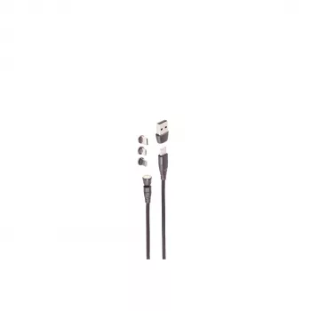 ShiverPeaks BS14-19020 magnētiskais 6-in-1 USB uzlādes kabelis 540°, 60W, 1m, melns