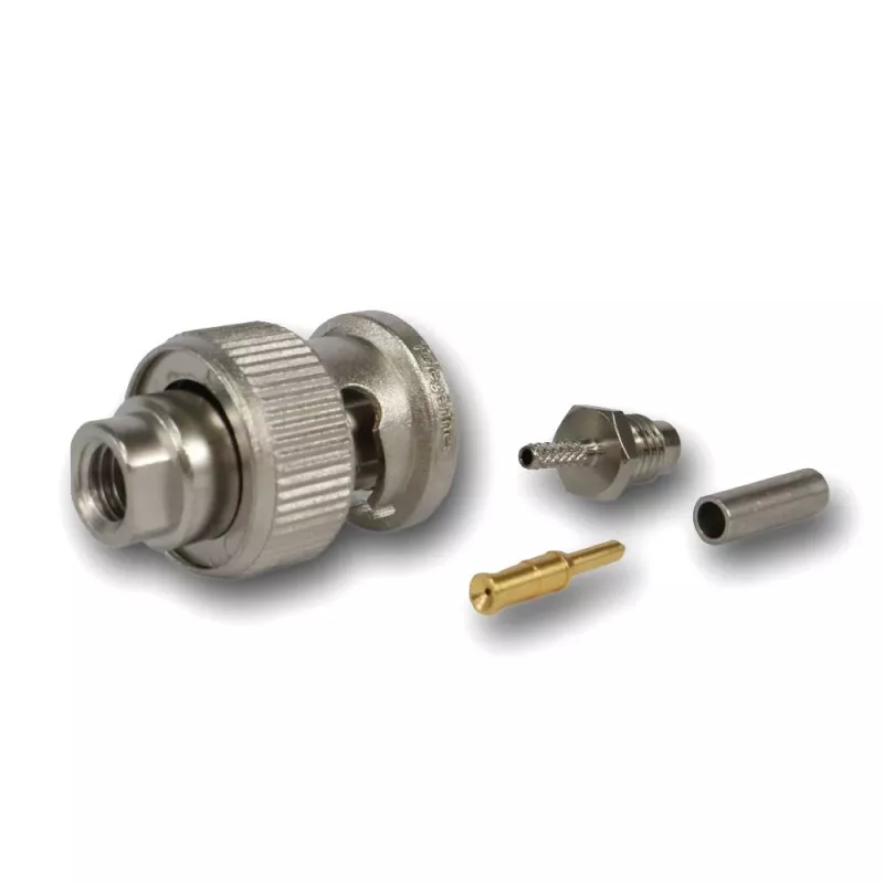 Telegärtner BNC krimpējams spraudnis 50 Ohm RG-178 B/U, taisns, niķelis/zelts, 1 gab.